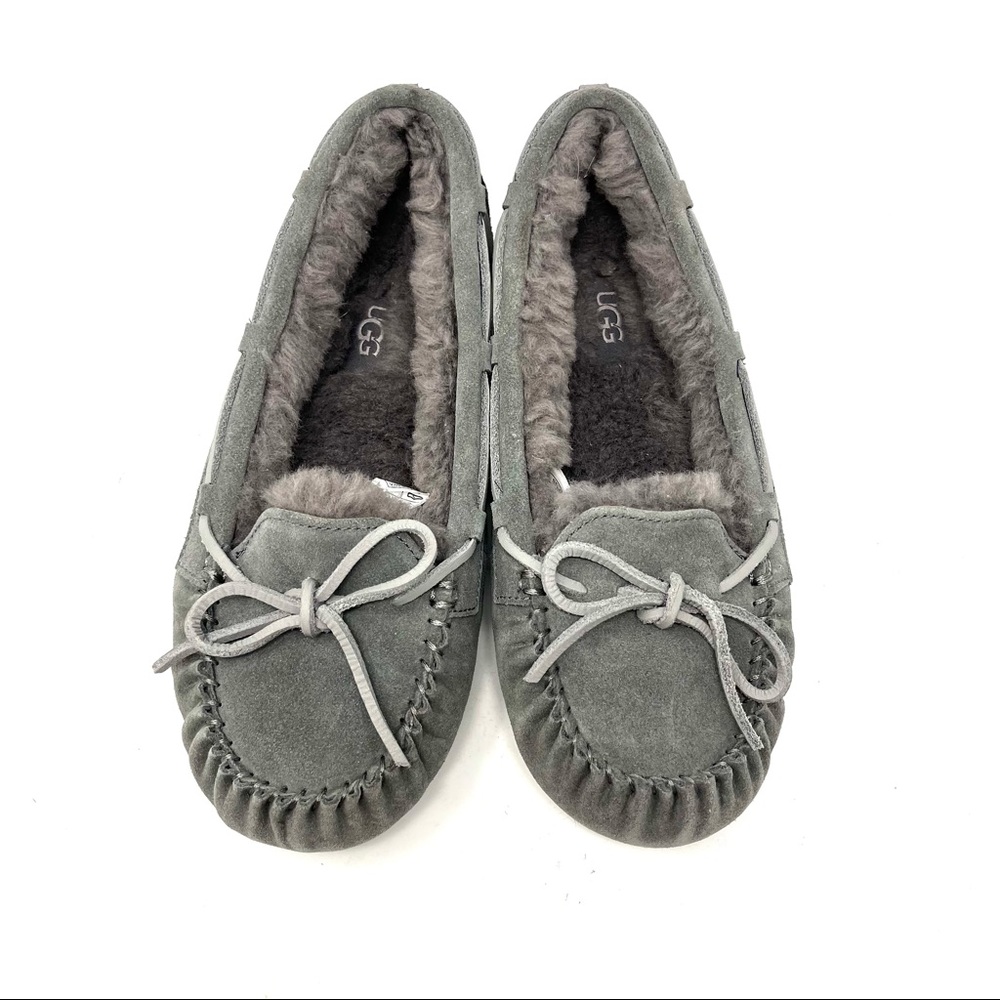UGG Slippers 7 NEW Gray Charcoal Suede Plush